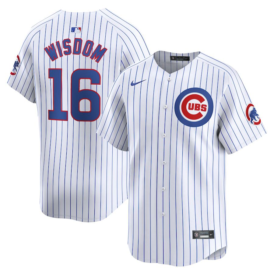 Men Chicago Cubs #16 Patrick Wisdom Nike White Home Limited Player MLB Jersey